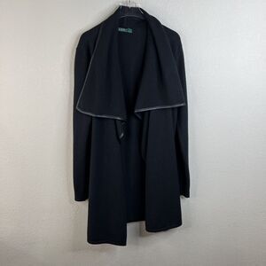 Ralph Lauren Open Draped Cardigan With Leather Lining Small Dress Casual‎